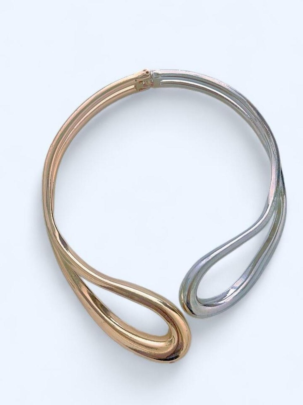 Vintage unique two-tone gold and silver chunky choker necklace
